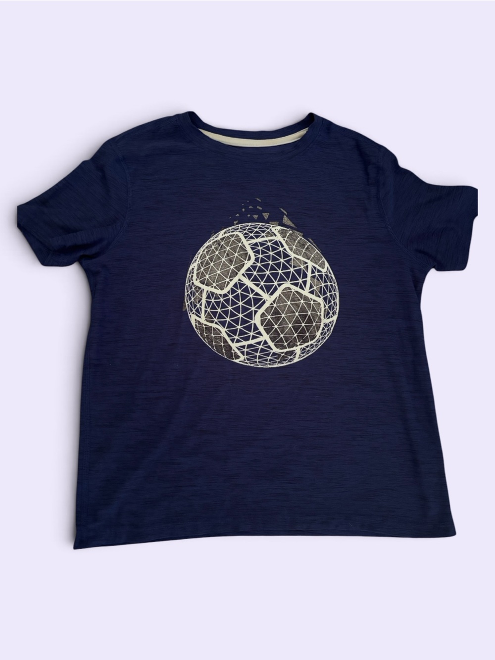 Old Navy Navy Tee with Cream Geometric Soccer Graphic
